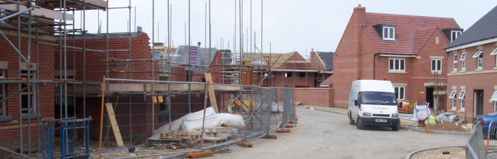 It is the developer who decides where the boundaries around each new house will be, Newark, 2005.